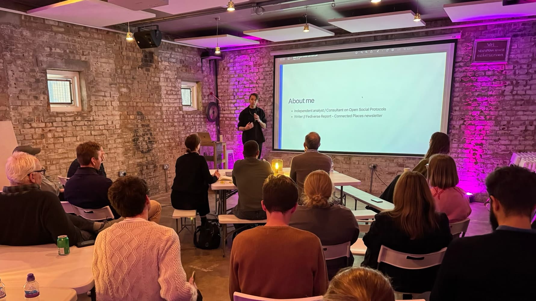 Laurens Hof presents to a crowd